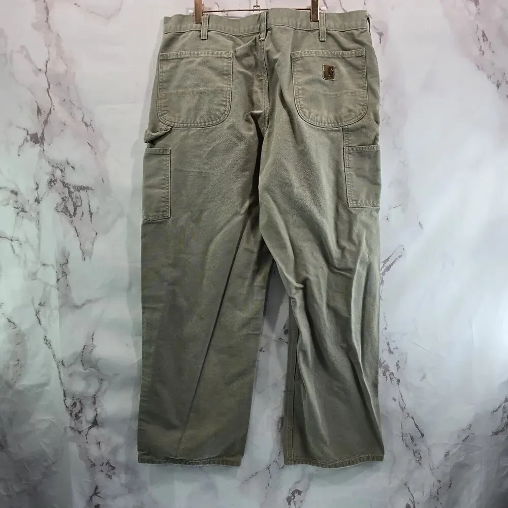 Carhartt Pants Mens 38 X 32 Tan Brown Khaki Dungaree Fit Classic Loose Cotton